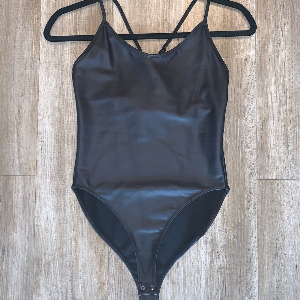 Faux leather bodysuit